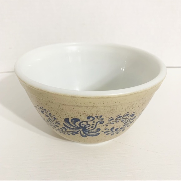 Vintage Pyrex Homestead Beige Speckle Blue 401 1.5 Pints Mixing Batter Nest Bowl - Picture 9 of 10
